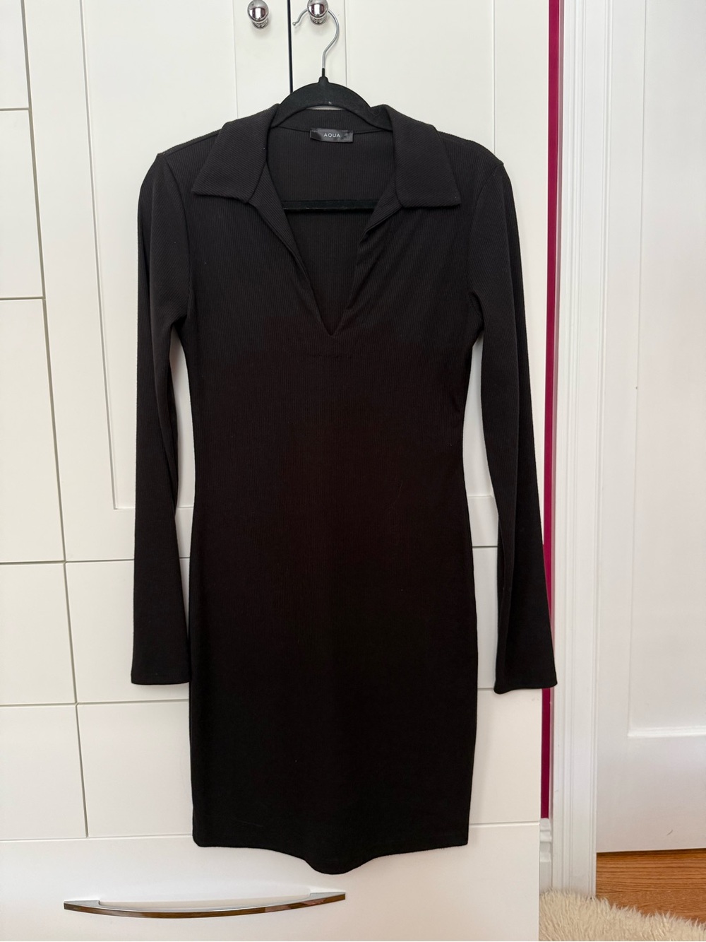 AQUA Contour Ribber Polo Dress